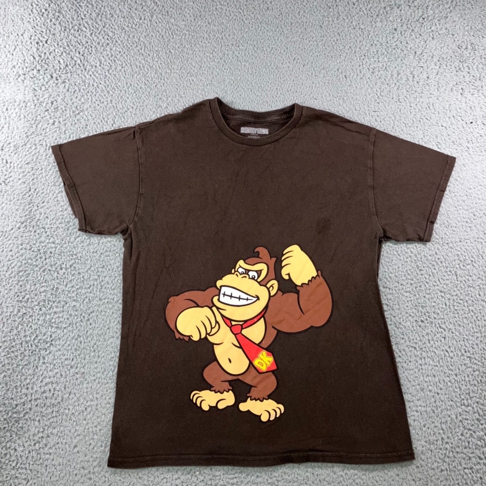 Nintendo Donkey Kong T-Shirt M Brown Graphic S/S Thrashed Retro Grunge Skater